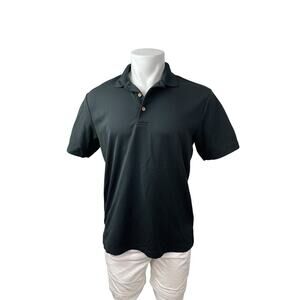 Cubavera Men's Black Short Sleeve Golf Collared Casual Polo Shirt Top Size M